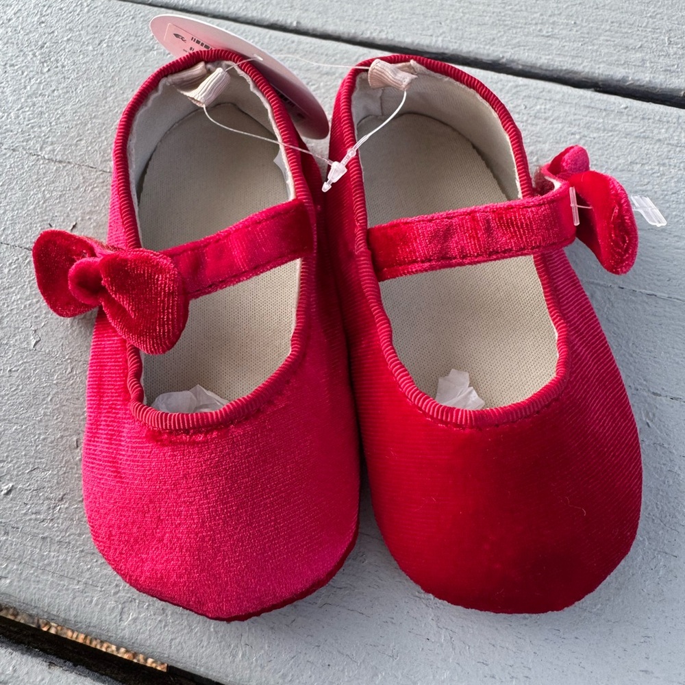 First Impressions Red Velvet Baby Shoes - Picture 9 of 13